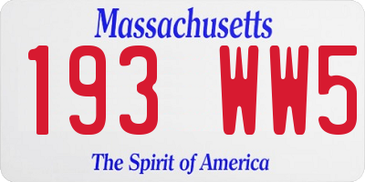 MA license plate 193WW5