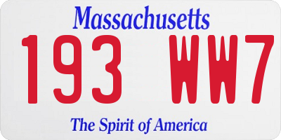 MA license plate 193WW7