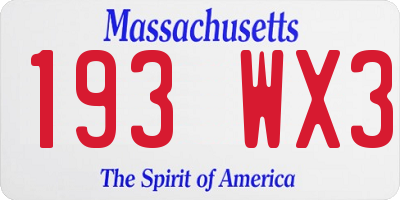 MA license plate 193WX3