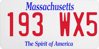 MA license plate 193WX5