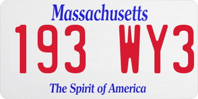 MA license plate 193WY3