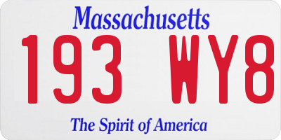 MA license plate 193WY8