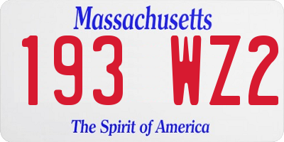 MA license plate 193WZ2