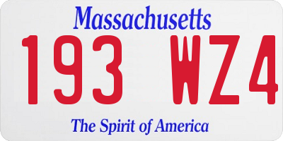 MA license plate 193WZ4