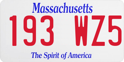 MA license plate 193WZ5