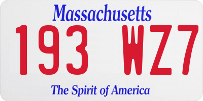 MA license plate 193WZ7