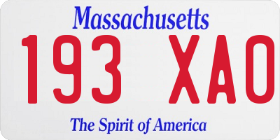 MA license plate 193XA0