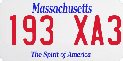 MA license plate 193XA3