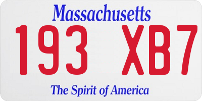 MA license plate 193XB7