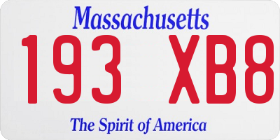 MA license plate 193XB8