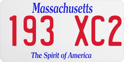 MA license plate 193XC2