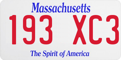 MA license plate 193XC3