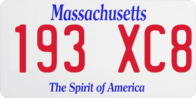 MA license plate 193XC8