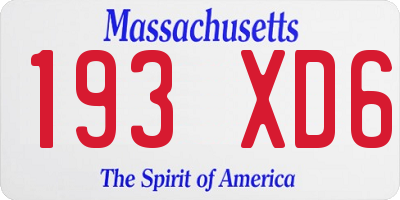 MA license plate 193XD6