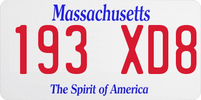 MA license plate 193XD8