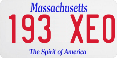 MA license plate 193XE0