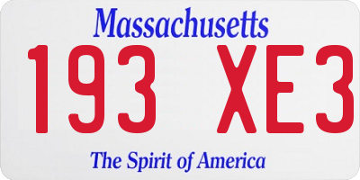 MA license plate 193XE3