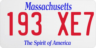 MA license plate 193XE7