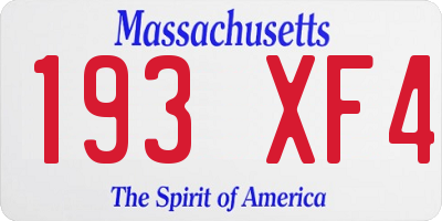 MA license plate 193XF4