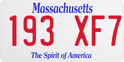 MA license plate 193XF7