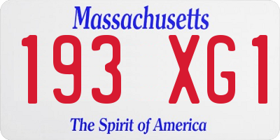 MA license plate 193XG1
