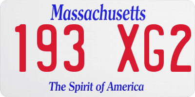 MA license plate 193XG2