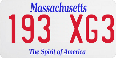 MA license plate 193XG3