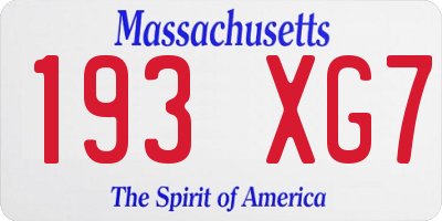 MA license plate 193XG7