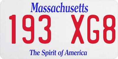 MA license plate 193XG8