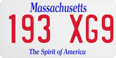 MA license plate 193XG9