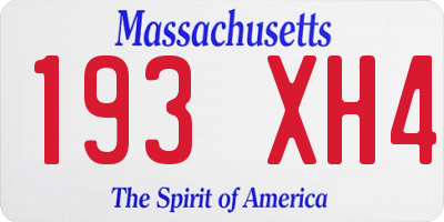 MA license plate 193XH4