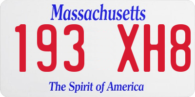 MA license plate 193XH8