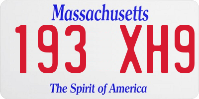 MA license plate 193XH9