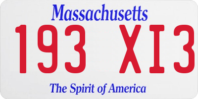 MA license plate 193XI3
