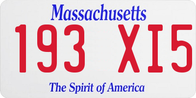 MA license plate 193XI5