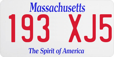 MA license plate 193XJ5