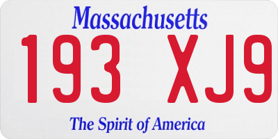 MA license plate 193XJ9