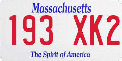MA license plate 193XK2