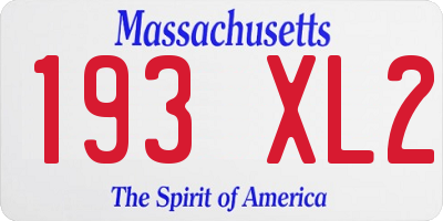 MA license plate 193XL2