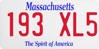 MA license plate 193XL5
