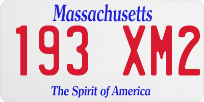 MA license plate 193XM2