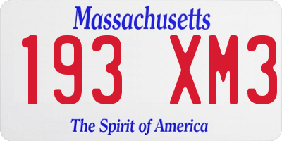 MA license plate 193XM3
