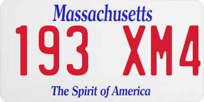 MA license plate 193XM4