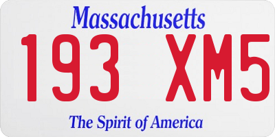 MA license plate 193XM5