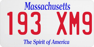 MA license plate 193XM9