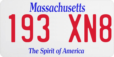 MA license plate 193XN8