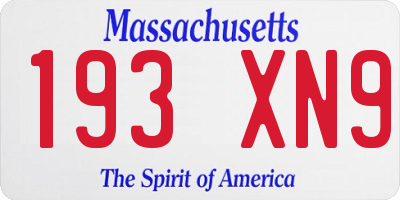 MA license plate 193XN9