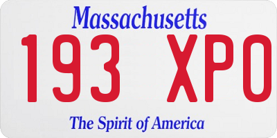 MA license plate 193XP0