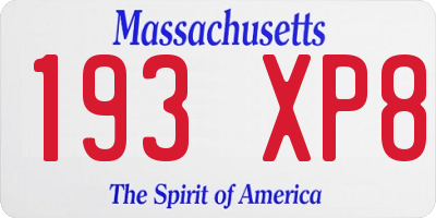 MA license plate 193XP8