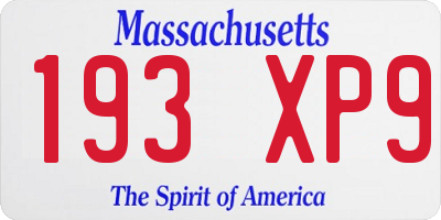 MA license plate 193XP9